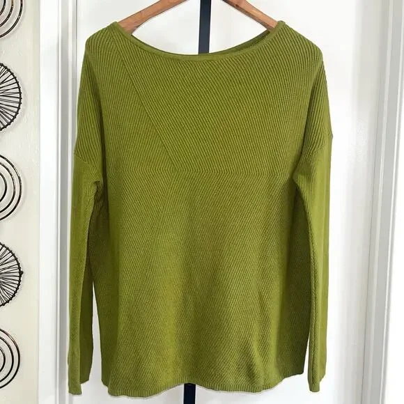 J Jill Womens Textured Boat Neck Sweater - Green, Size XL - Picture 3 of 7